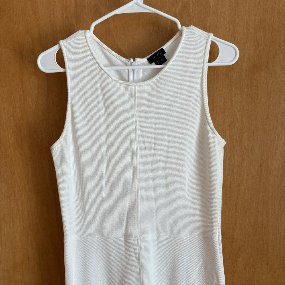Theory Womens Calna White Fit And Flare Sleeveless Stretch Viscose‎ Dress Small